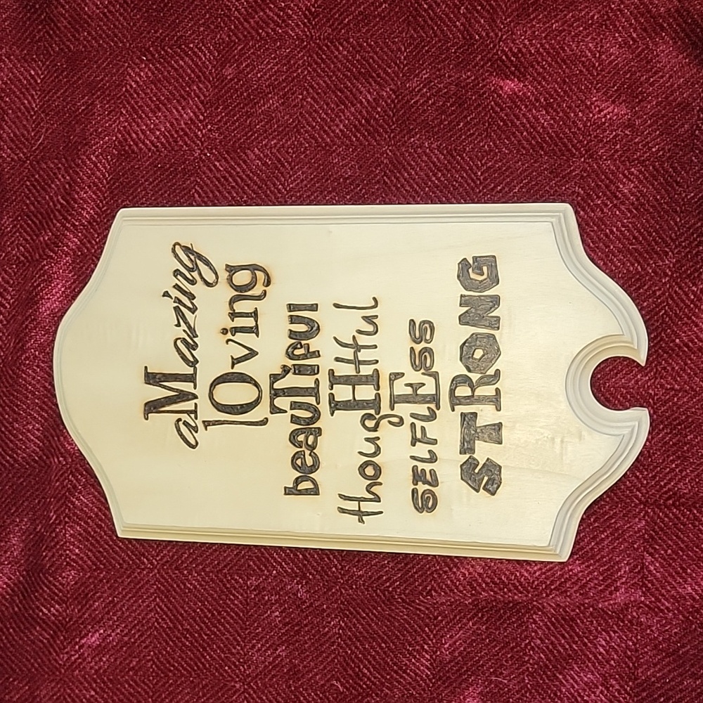 Mother pyrography plaque